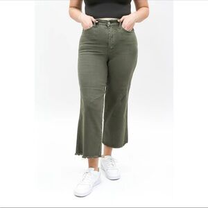 NWT Judy Blue High Waist Crop Wide Leg Jeans | Tummy Control | Olive